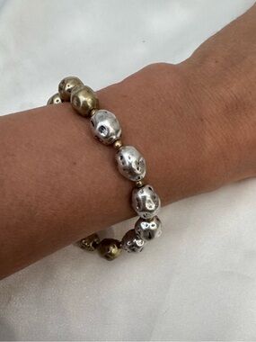 Mixed Metal Beaded Bracelet Gold Tone Silver Tone Women’s Jewelry